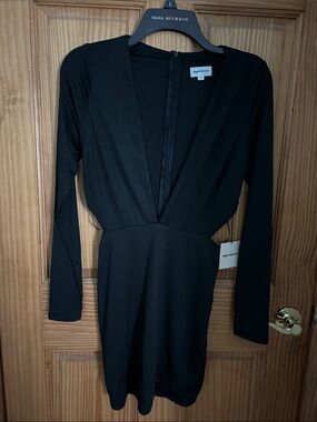 superdown Black V-Neck Mini Dress
